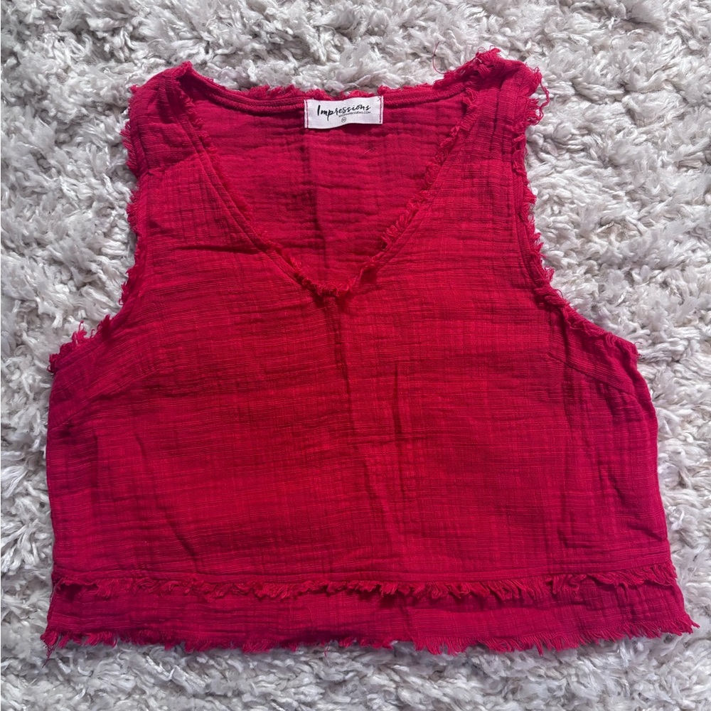 IMPRESSIONS raw hem crop tank